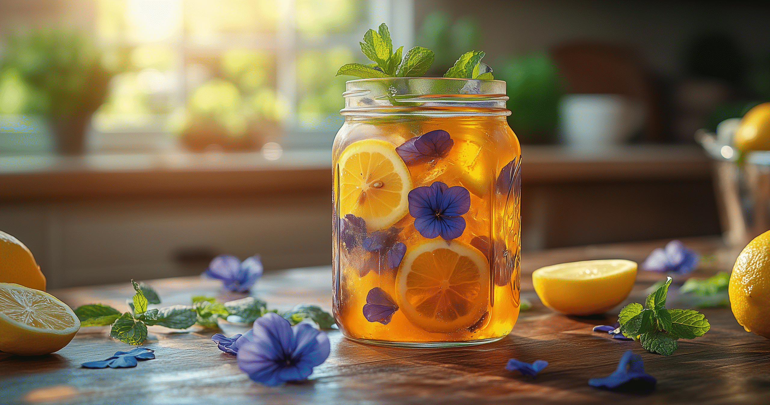 Brazilian Mounjaro Recipe detox drink in mason jar with lemon and mint